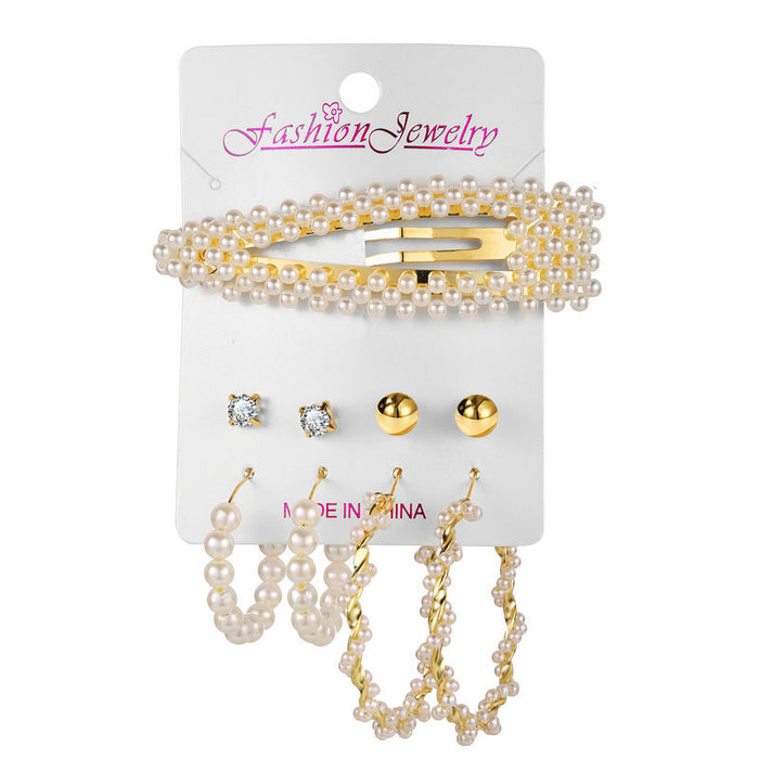 Wholesale Necklace Alloy Tassel Earrings Necklace Hair Clip Jewelry Set JDC-NE-F273