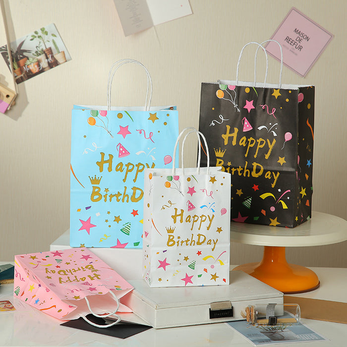 Bolsa de regalo al por mayor Kraft Paper lindo cumpleaños portátil de regalo MOQ≥12 JDC-GB-Ganrui012