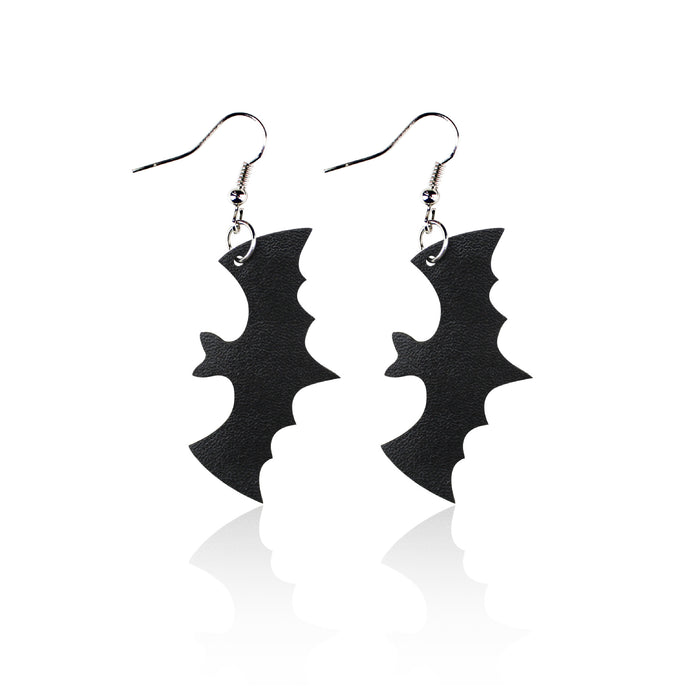 Wholesale Earrings PU Halloween Pumpkin Bat Cutout MOQ≥2 JDC-ES-Tianpi001