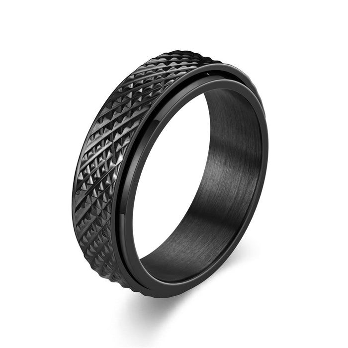 Wholesale Stainless Steel Rhombus Snakeskin Pattern Spinner Ring JDC-RS-Chubing002