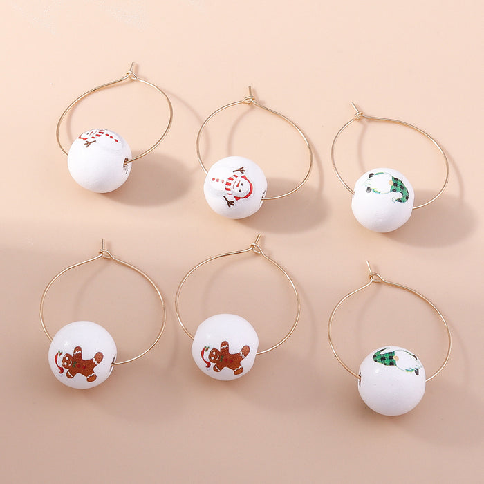 Wholesale Earrings Wooden Santa Christmas Tree Elk Balls JDC-ES-yseng003