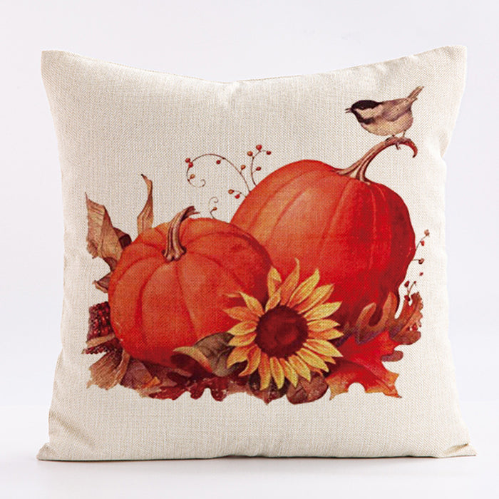 Wholesale Pillowcase Thanksgiving Maple Leaf Linen Print MOQ≥2 JDC-PW-Dongmao005