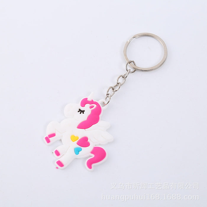 Wholesale Cartoon Unicorn PVC Soft Rubber Keychain MOQ≥10 JDC-KC-XHui001