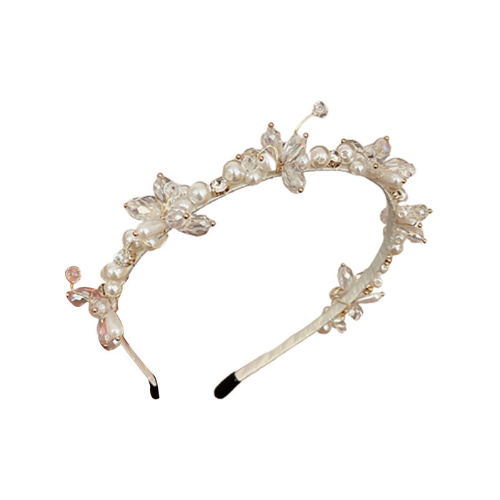 Wholesale Headband Acrylic Pearl Crystal Rhinestone French Vintage Baroque MOQ≥2 JDC-HD-HX001