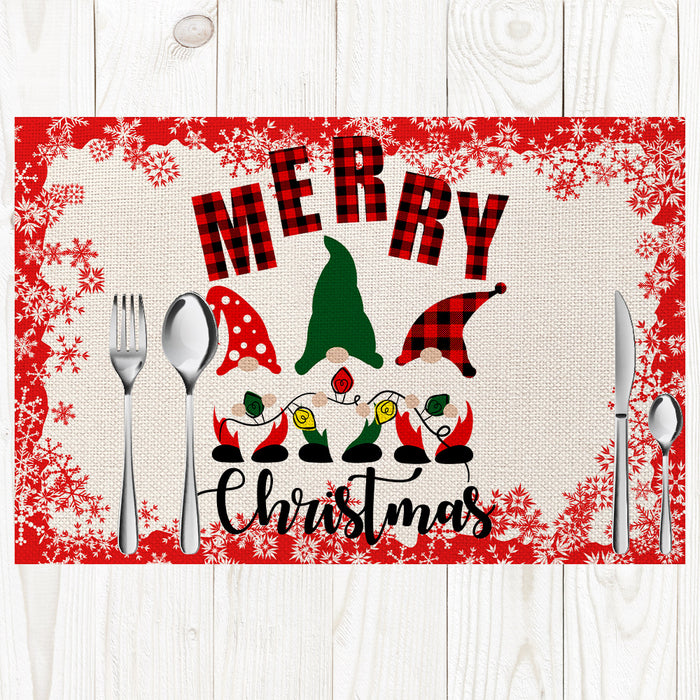 Wholesale Place Mat Linen Christmas Stain Resistant Sturdy Dining Table Mat MOQ≥2 JDC-PS-MuX001
