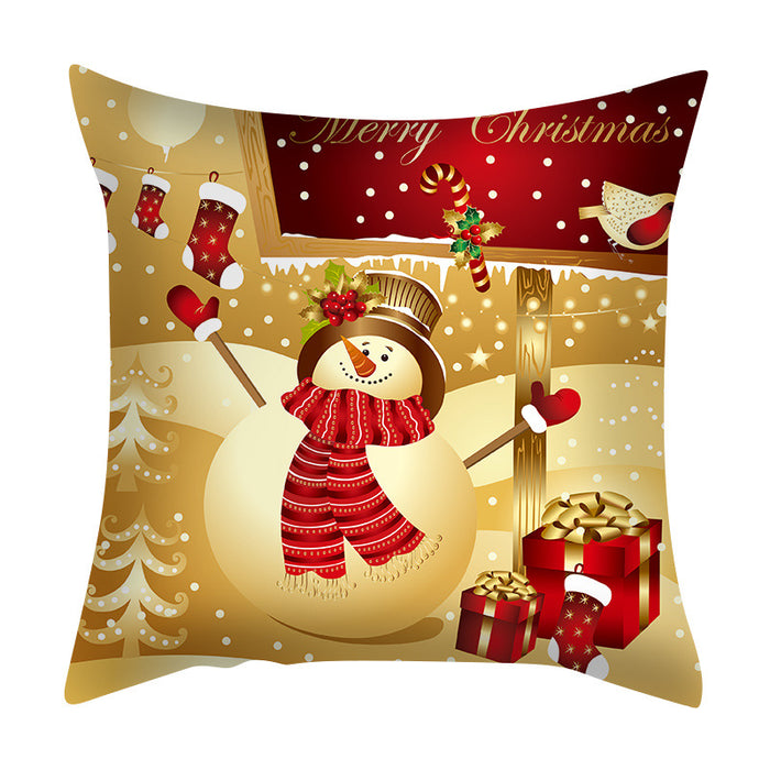 Wholesale Christmas Red Snowman Printed Cartoon Pillowcase MOQ≥2 JDC-PW-Aisha002
