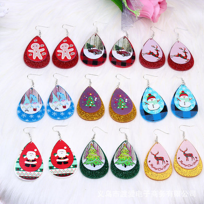 Wholesale Earrings Acrylic Christmas Elk Snowman JDC-ES-Duai045