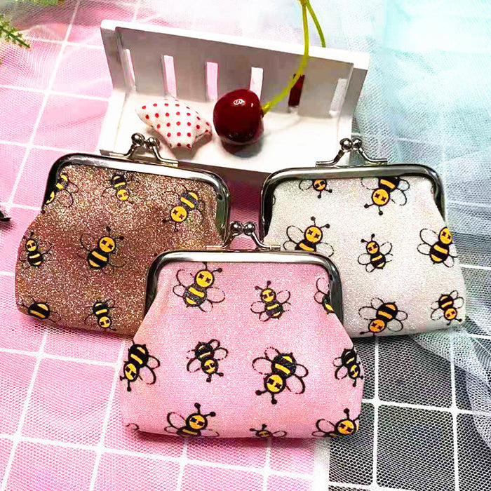 Wholesale Glitter Print Mouth Gold Bag Women Short Hand Coin Key Coin Purse for Kids MOQ≥3 JDC-HB-Canglv001