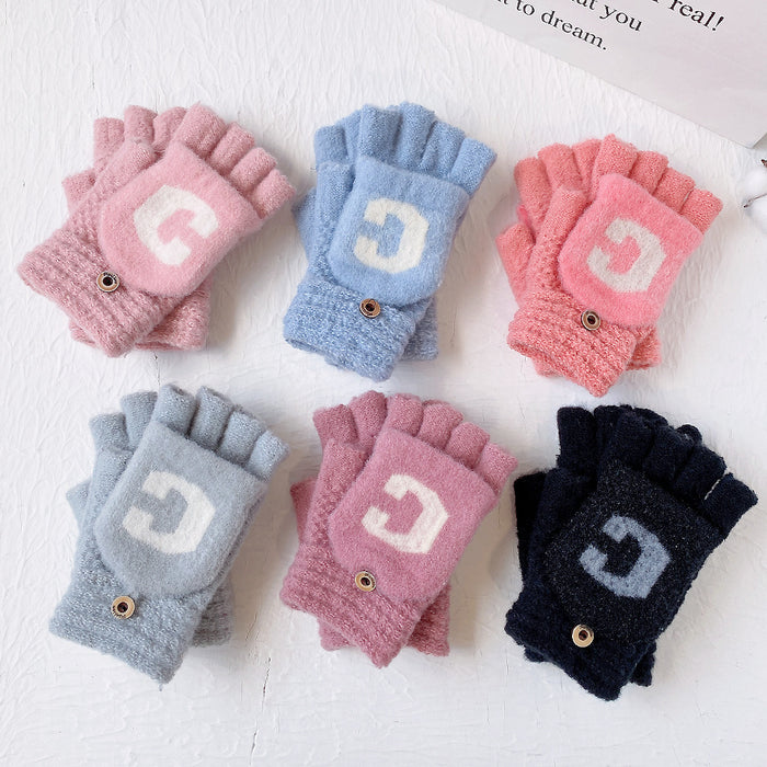 Wholesale Gloves Plush Knit Half Finger Flip Cover MOQ≥2 JDC-GS-YuQ004
