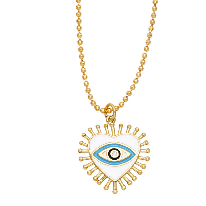 Wholesale Necklace Copper Plated 18K Gold Devil's Eye Colorful Enamel JDC-PREMAS-NE-003