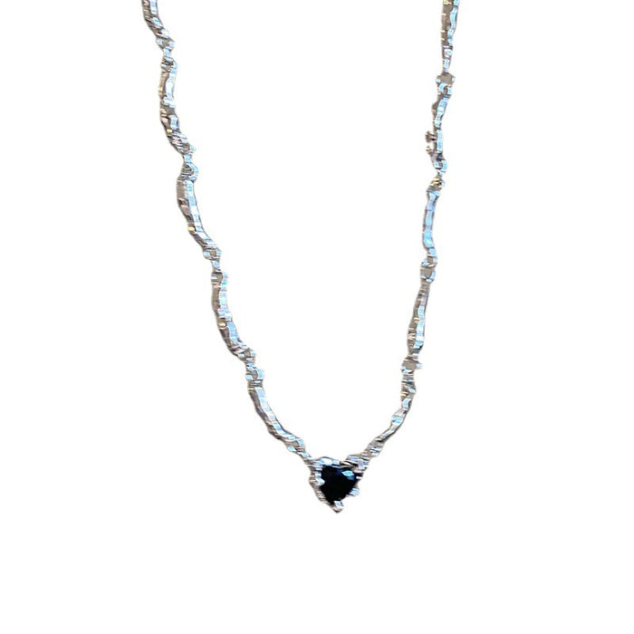 Wholesale Necklace Metal Irregular Zircon Love Clavicle Chain MOQ≥2 JDC-ES-Fengm083