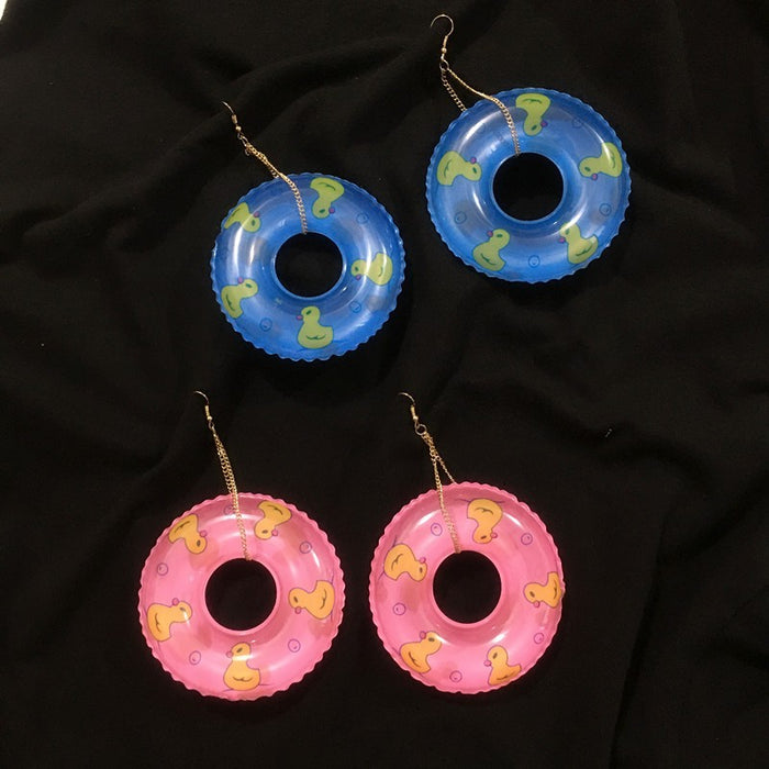 Wholesale Earring Resin Small Yellow Duck Swimming Ring JDC-ES-ChTeng011