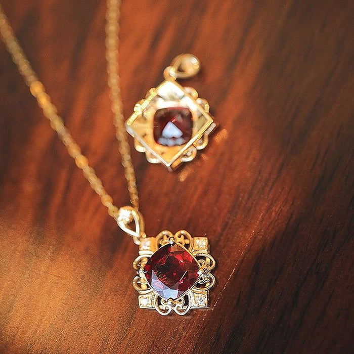 Wholesale necklace red gemstone necklace MOQ≥2 JDC-NE-CaoS046