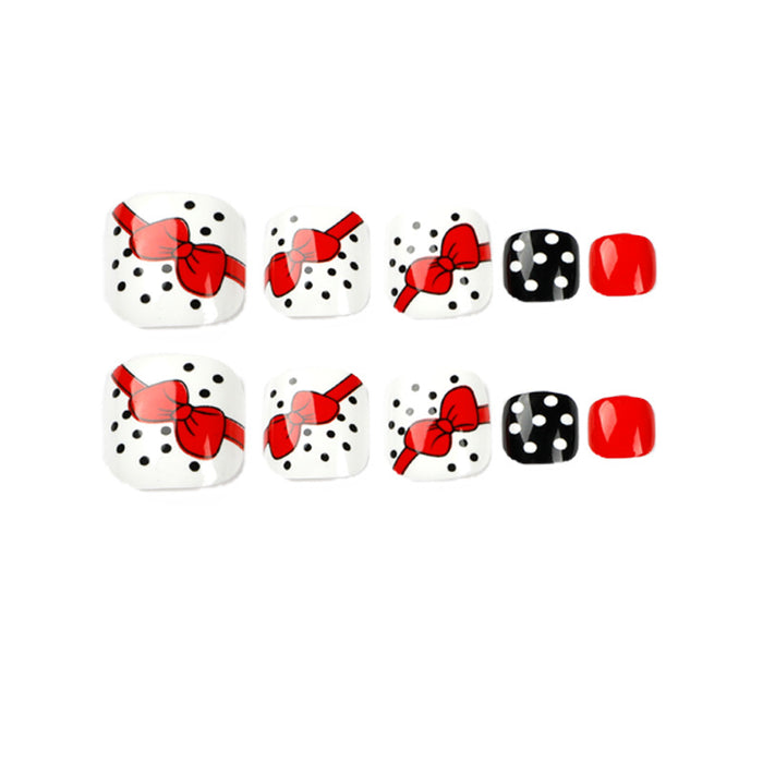 Blolesale Black and White Polka Dot Red Bow Anklet JDC-NS-LFAN014