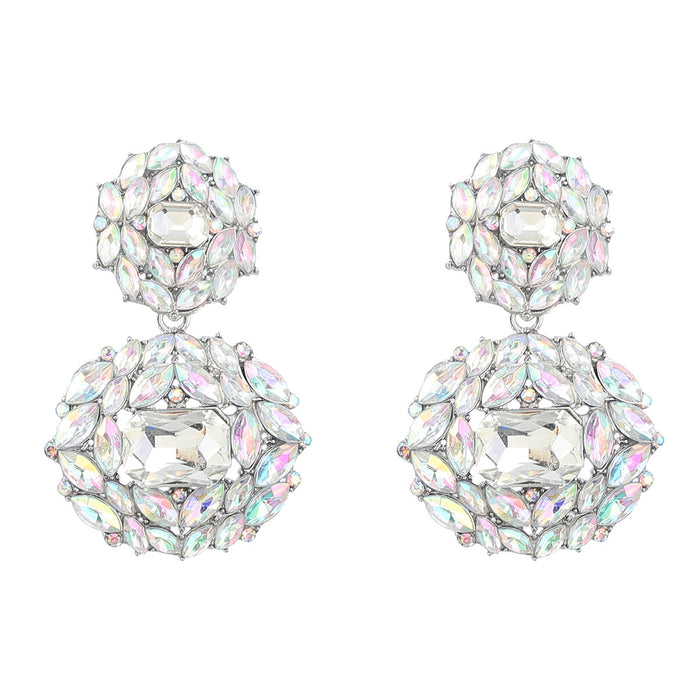 Boucles d'oreilles géométriques en alliage multicouche de diamant de couleur en gros JDC-ES-JL999
