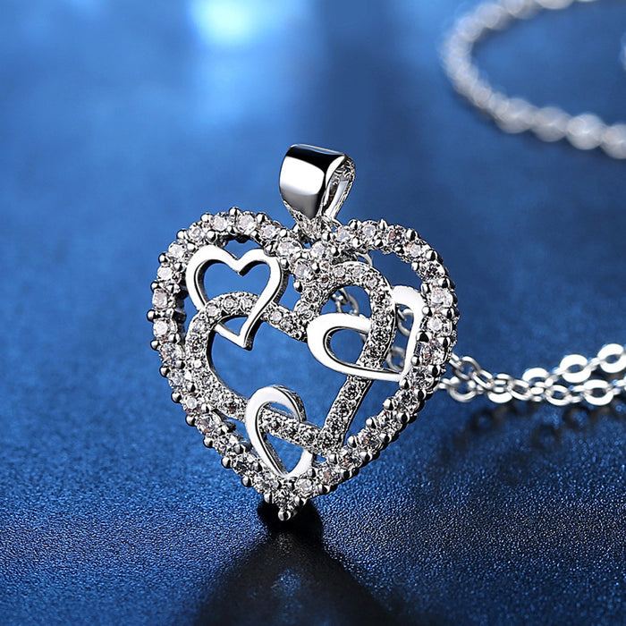 Wholesale Necklace Copper Diamond Simple Love Clavicle Chain JDC-NE-BM007