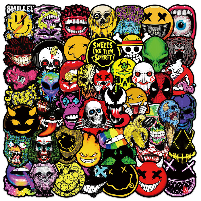 Wholesale Stickers PVC Waterproof Halloween Horror Ghost Faces 50 Stickers JDC-ST-HQiao001