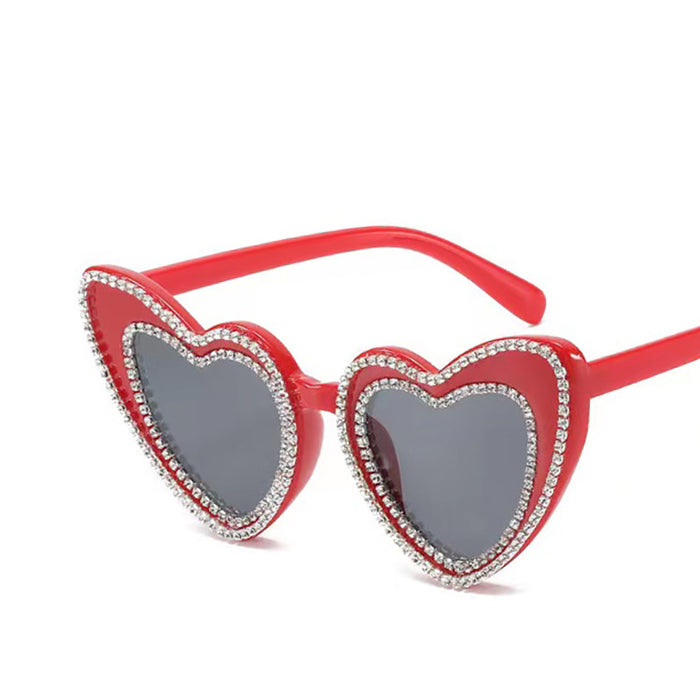 Wholesale love diamond sunglasses peach heart cute JDC-SG-XIa028