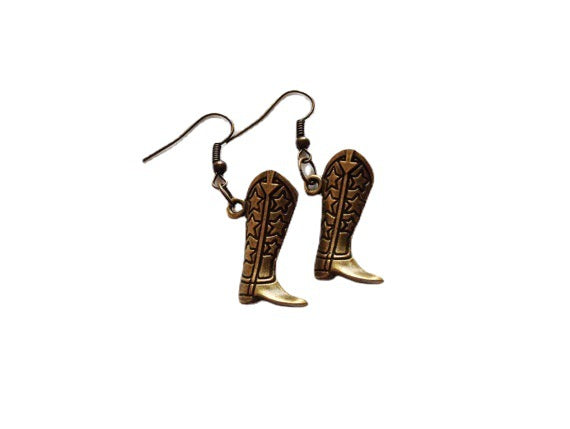 Wholesale Earrings Metal Vintage Cowboy Hat Cowboy Boots MOQ≥2 JDC-ES-TingYue002