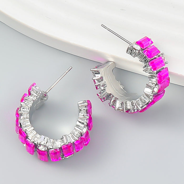 Wholesale Earrings Alloy Diamond Rectangular Rhinestones JDC-ES-JL1044