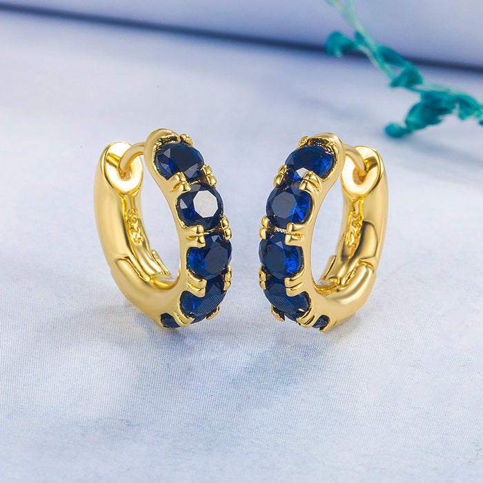 Wholesale Colored Zircon 14K Gold Emerald Copper Earrings MOQ≥2 JDC-ES-Gaos004