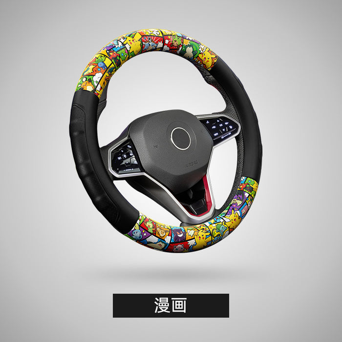 Accesorios al por mayor de automóviles Cuero lindo caricatura de caricatura Cubierta de volante para automóvil (M) JDC-CA-SIMIAO001