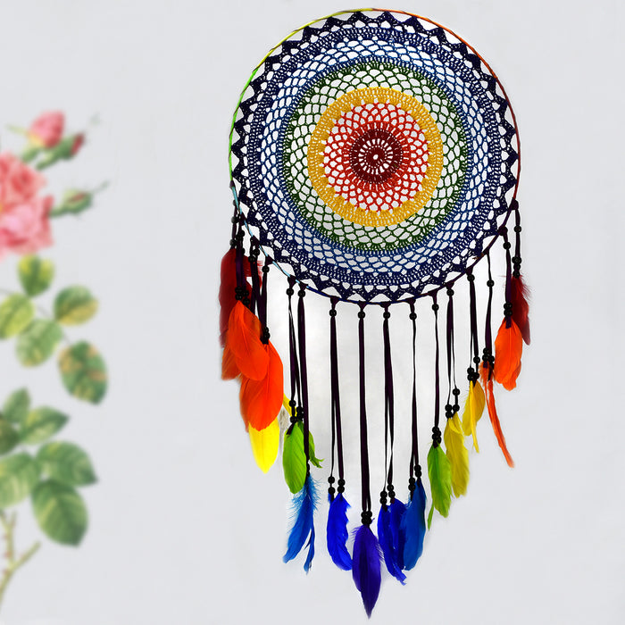 Wholesale Dream Catcher Feather Handmade Colorful Wind Chime Pendant MOQ≥2 JDC-DC-QuanX010