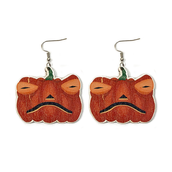 Wholesale earring wood halloween wood print 2 pairs JDC-ES-qunyi012
