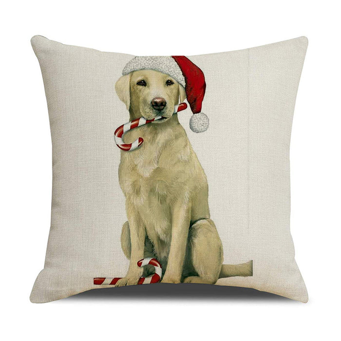 Wholesale Christmas White Animal Print Linen Pillowcase MOQ≥2 JDC-PW-Xiangren004
