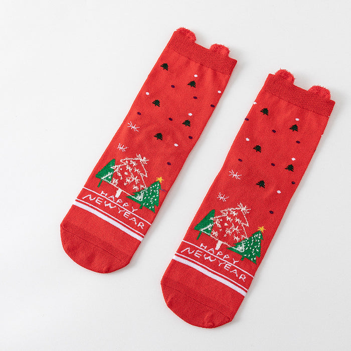 Calcetines al por mayor algodón navideño calcetines de oreja estéreo moq≥3 jdc-sk-bingtao001