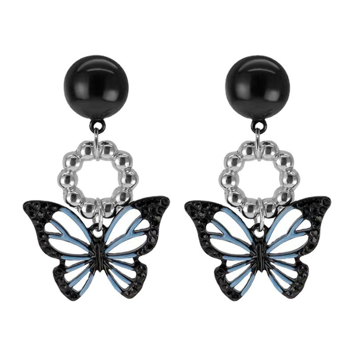 Boucles d'oreilles en alliage en gros papillon noir JDC-ES-HZQ011