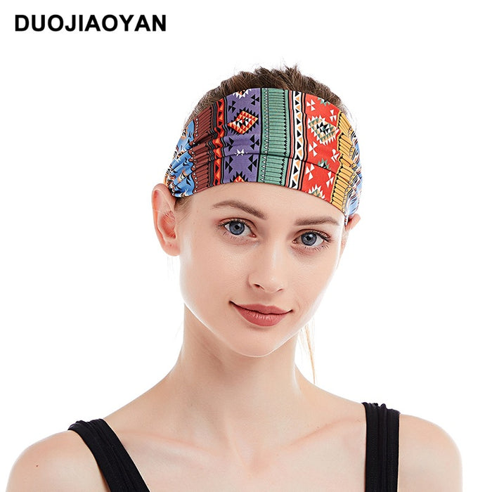 Wholesale Printed Plaid Headband Colorful Elastic Bunband Boho JDC-HD-Jiaoy015