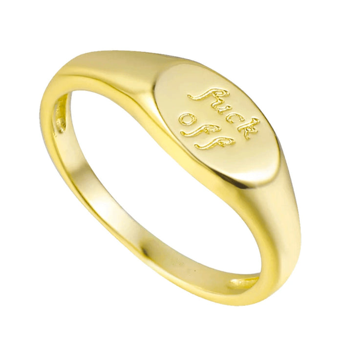 Jewelry WholesaleWholesale Fuckoff Copper Gold Plated Ring JDC-RS-XuanC001 Rings 宣池 %variant_option1% %variant_option2% %variant_option3%  Factory Price JoyasDeChina Joyas De China