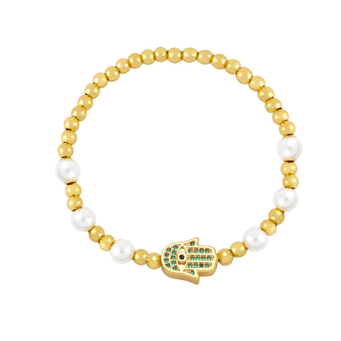 Wholesale Bracelet Copper Plated 18K Gold Zircon Beads Devil's Eye JDC-PREMAS-BT-002