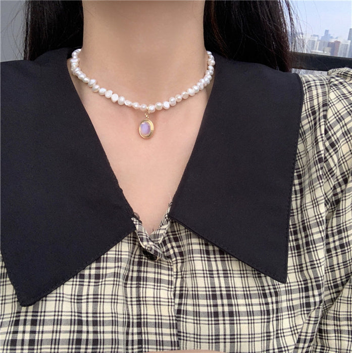 Wholesale Necklace Pearl Moonstone Clavicle Chain JDC-NE-ZhuJ016