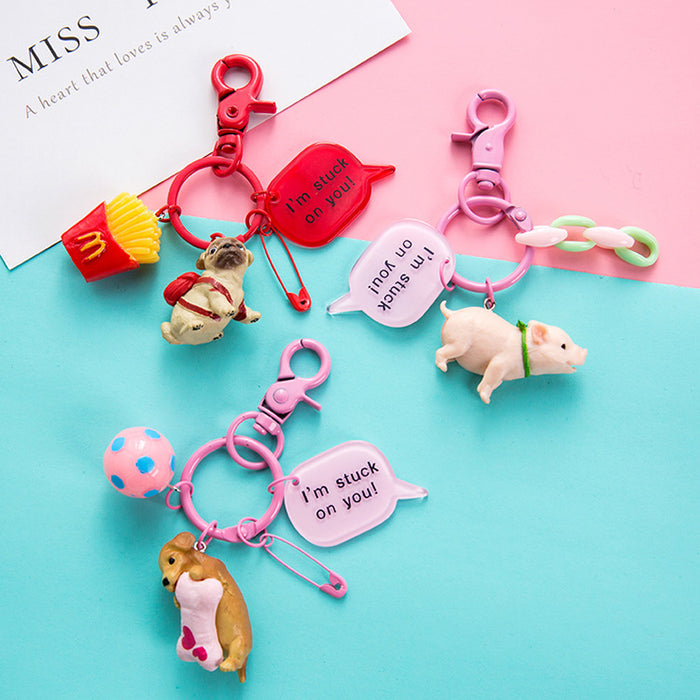 Wholesale Cartoon Resin Dog Cute Keychains MOQ≥2 JDC-KC-QiaM012
