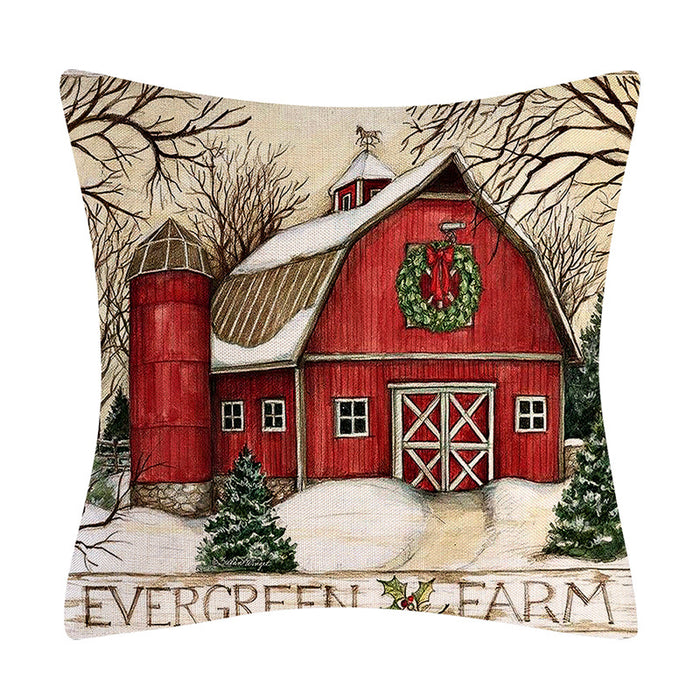 Wholesale Pillowcase Christmas Pillowcase Linen Christmas Landscape JDC-PW-Mengde003