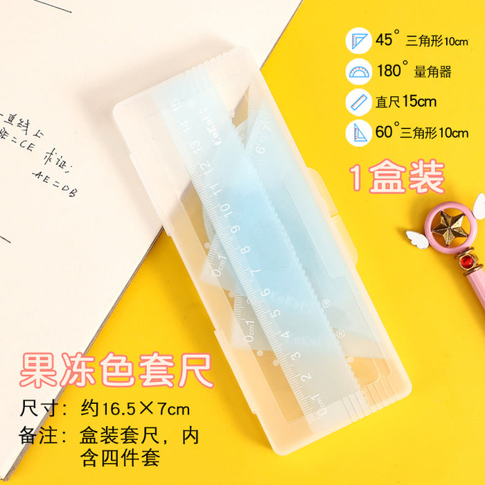 Wholesale plastic ruler set transparent jelly color JDC-RR-midu001