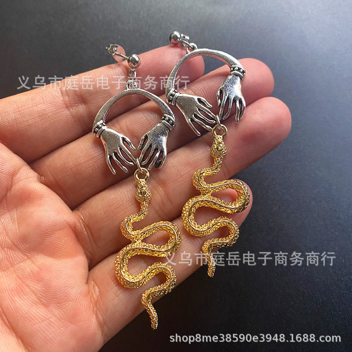 Wholesale Earring Metal Snake Pendant MOQ≥2 JDC-ES-TingYue007
