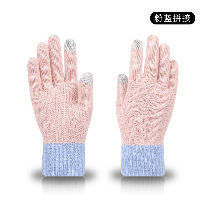 Wholesale Gloves Acrylic Winter Vintage Jacquard Patchwork Knitted Touch Screen MOQ≥2 JDC-GS-LiR002