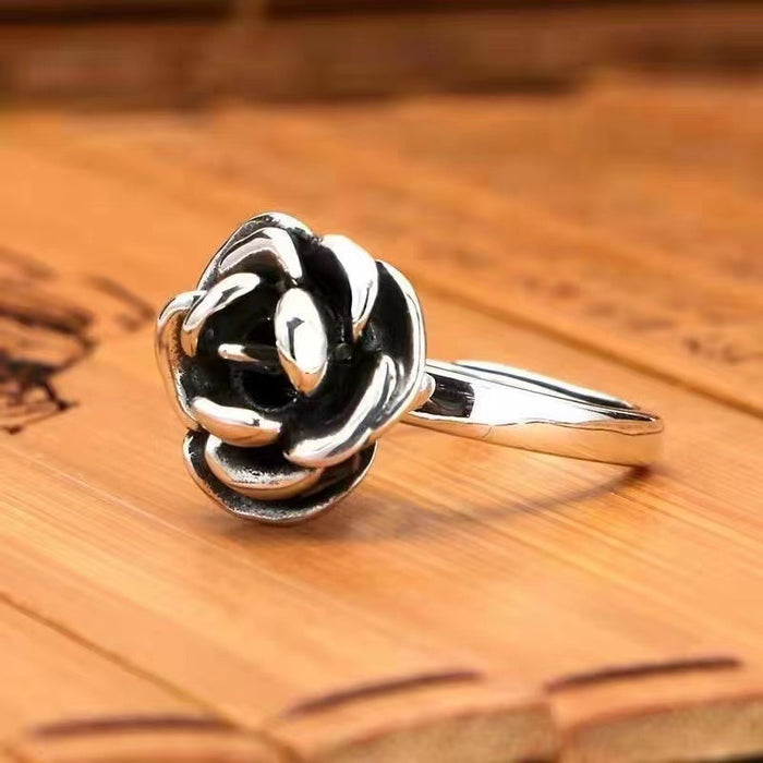 Wholesale Ring Copper Black Rose Ring MOQ≥2 JDC-RS-KLG001