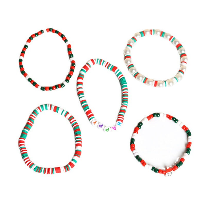Bracelet de poterie molle rouge et vert en gros de 5 pièces décorations JDC-BT-JINGD013