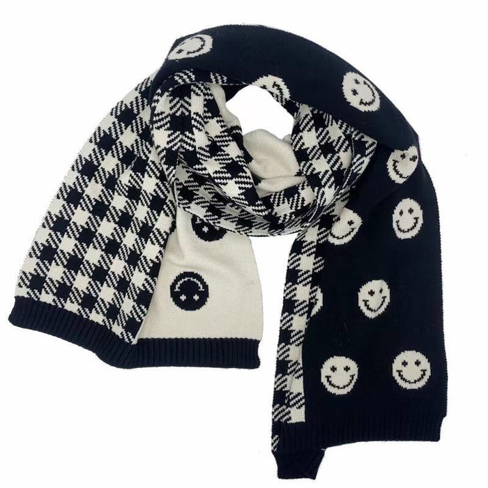 Wholesale Scarf Imitation Cashmere Knit Smiley Warm Thick JDC-SF-Jucai002