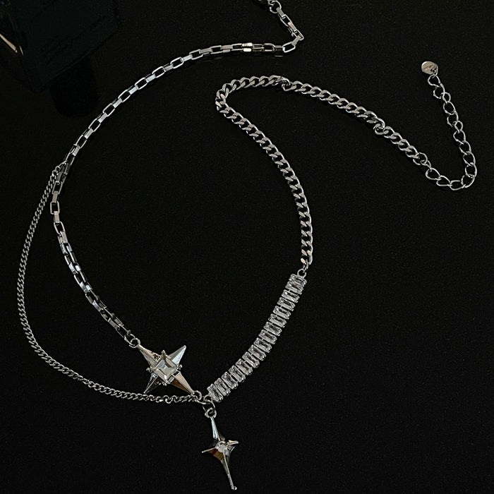 Wholesale Necklaces Titanium Alloy Cross Astral Splice Flash Diamond JDC-NE-AiY009