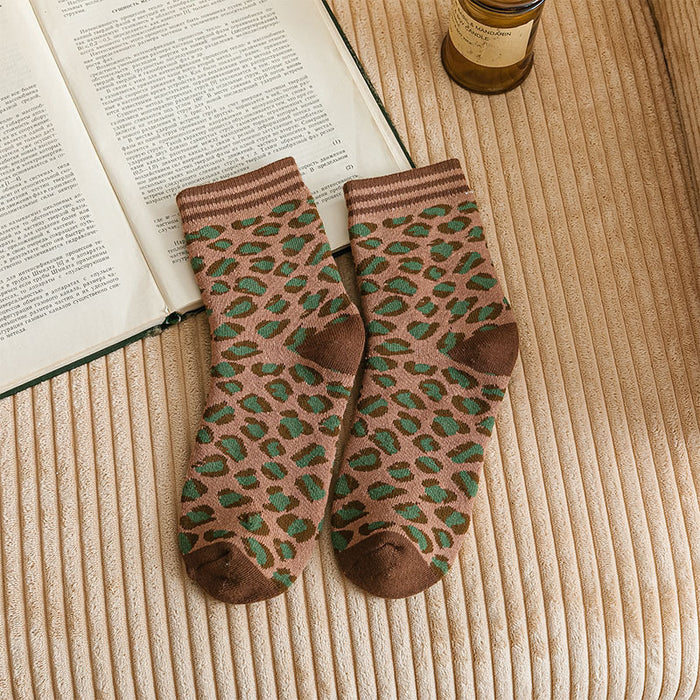 Wholesale Sock Cotton Mid Tube Sweat Absorbing Winter Thickening Warm Leopard Print JDC-SK-MD006