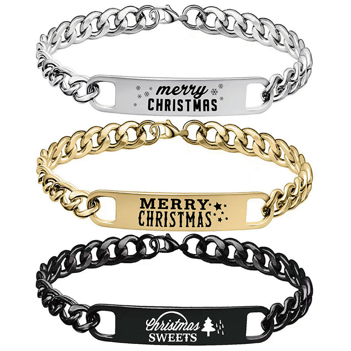 Wholesale Bracelet Stainless Steel Lettering Christmas Gift JDC-BT-GangG018