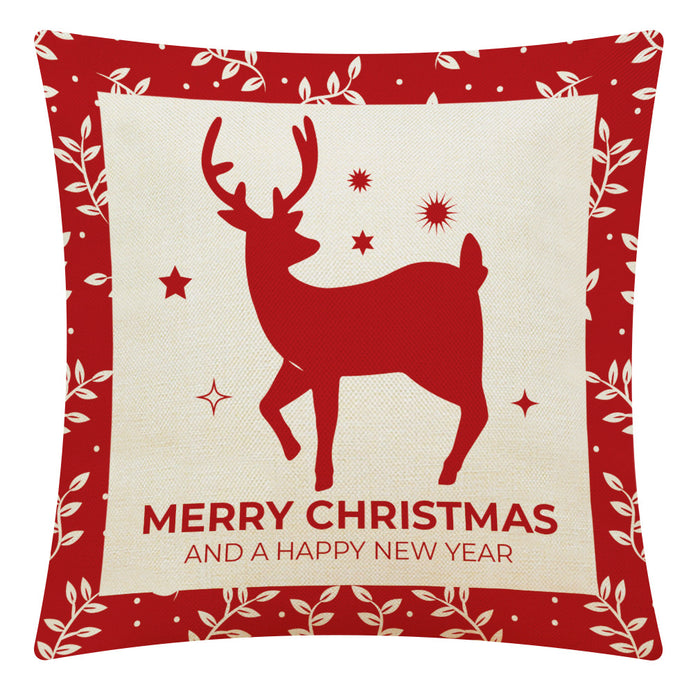 Wholesale Pillowcase Red Elk Christmas Column Home Cotton Linen Pillowcase JDC-PW-XinXi003