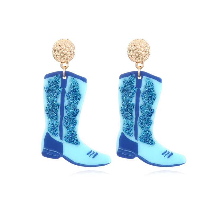 Wholesale Colorful Acrylic Cowboy Boots Earrings JDC-ES-ManY038