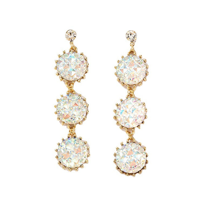 Wholesale Earrings Alloy Round Fancy Colored Diamond Tassel MQO≥2 JDC-ES-lingg015
