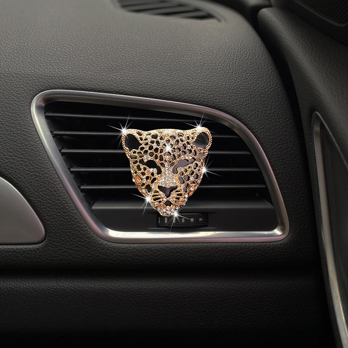 Wholesale Car Accessories Metal Rhinestone Leopard Head Air Outlet Perfume Clip JDC-CA-ZNYK016